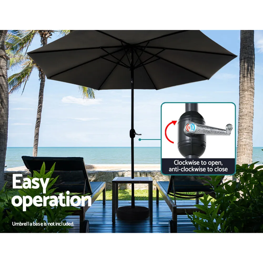 2.7m Mililani Outdoor Umbrella Beach Garden Tilt Sun Patio Deck Pole - Black