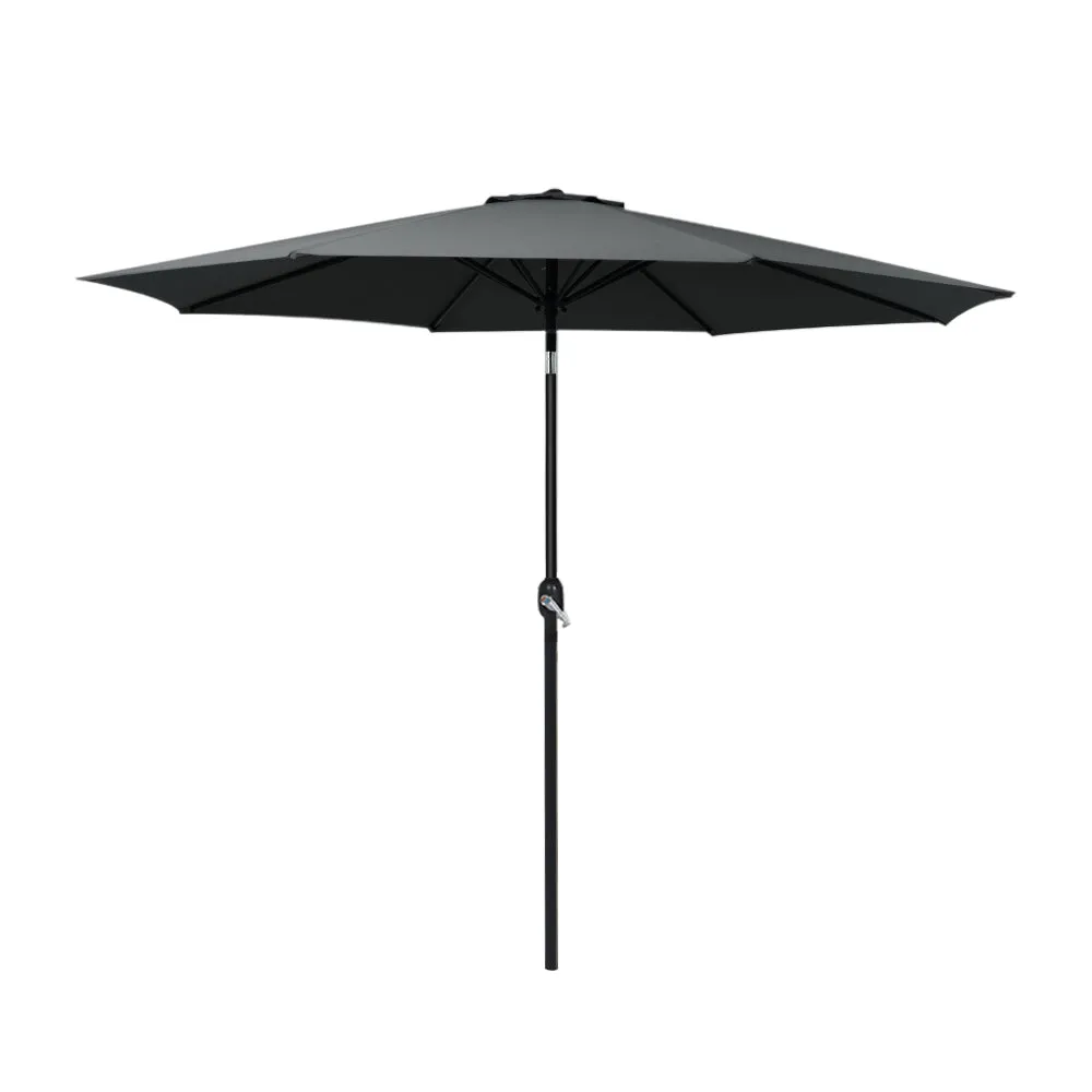 2.7m Mililani Outdoor Umbrella Beach Garden Tilt Sun Patio Deck Pole - Black