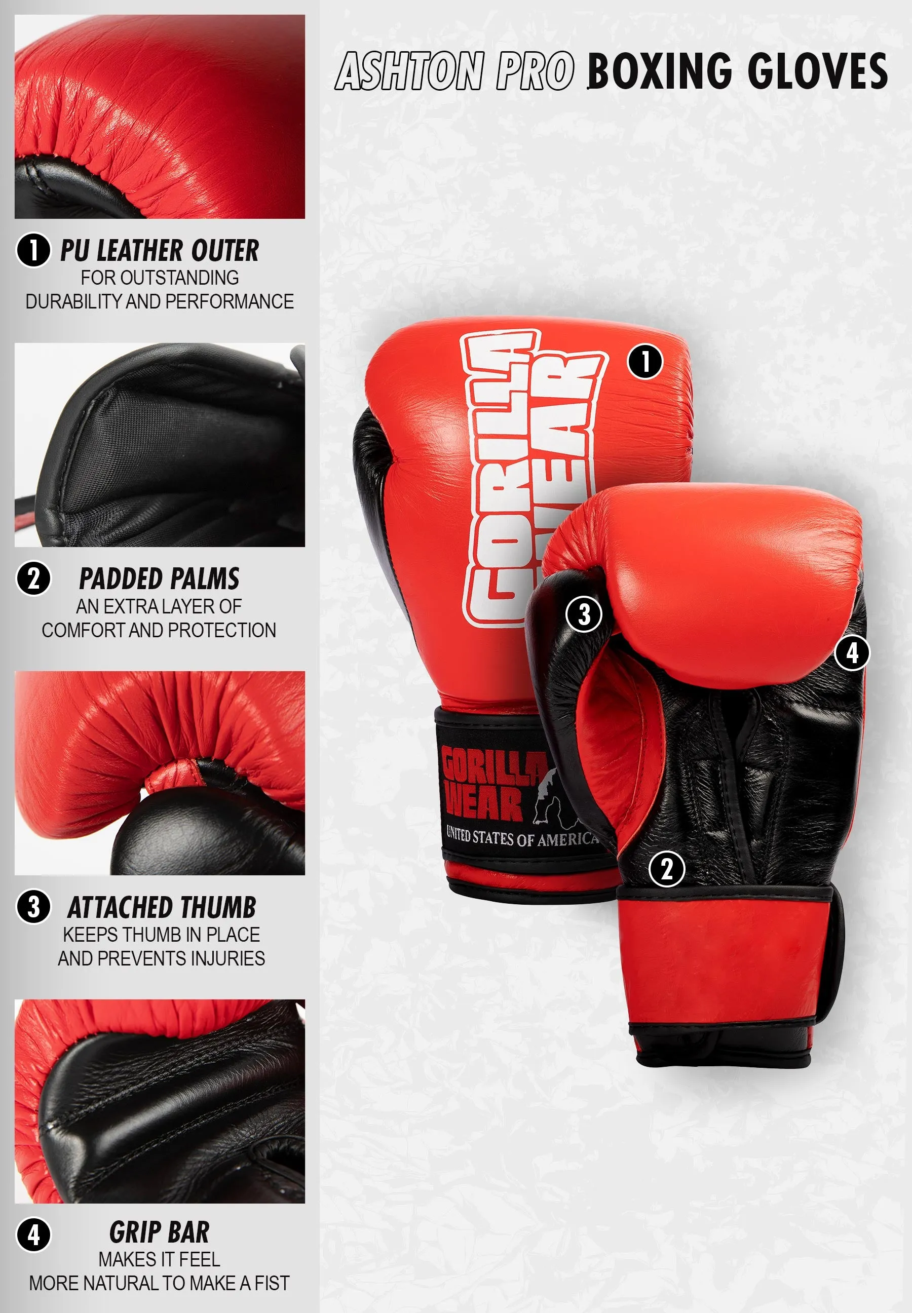 Ashton Pro Boxing Gloves - Red/Black