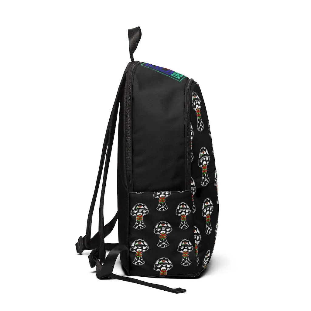 Black and White Skull Shroom Unisex Fabric Backpack