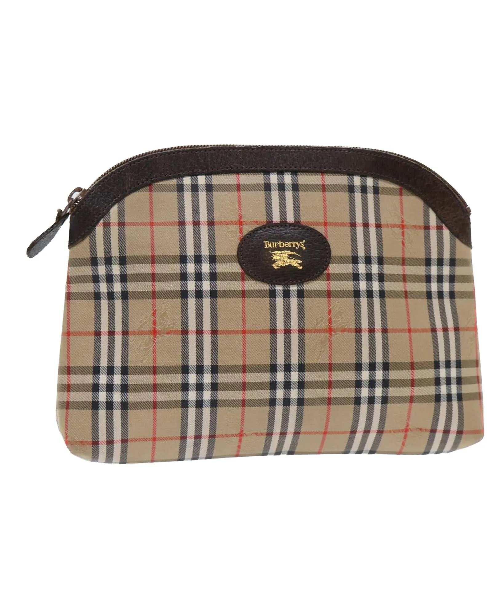 Canvas Check Pouch - Beige