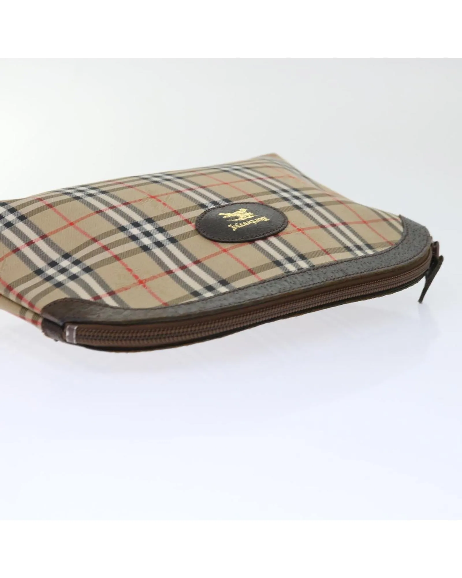 Canvas Check Pouch - Beige