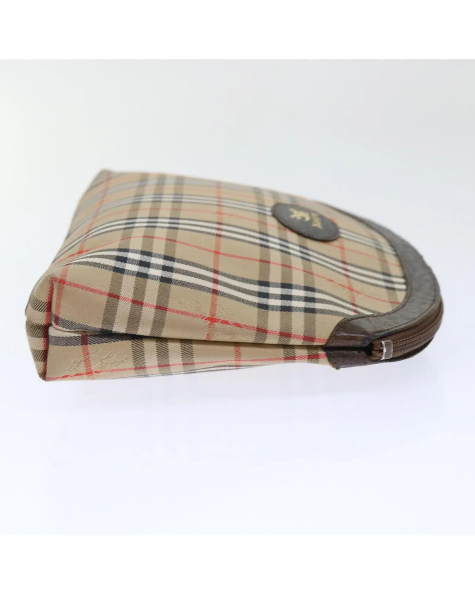 Canvas Check Pouch - Beige