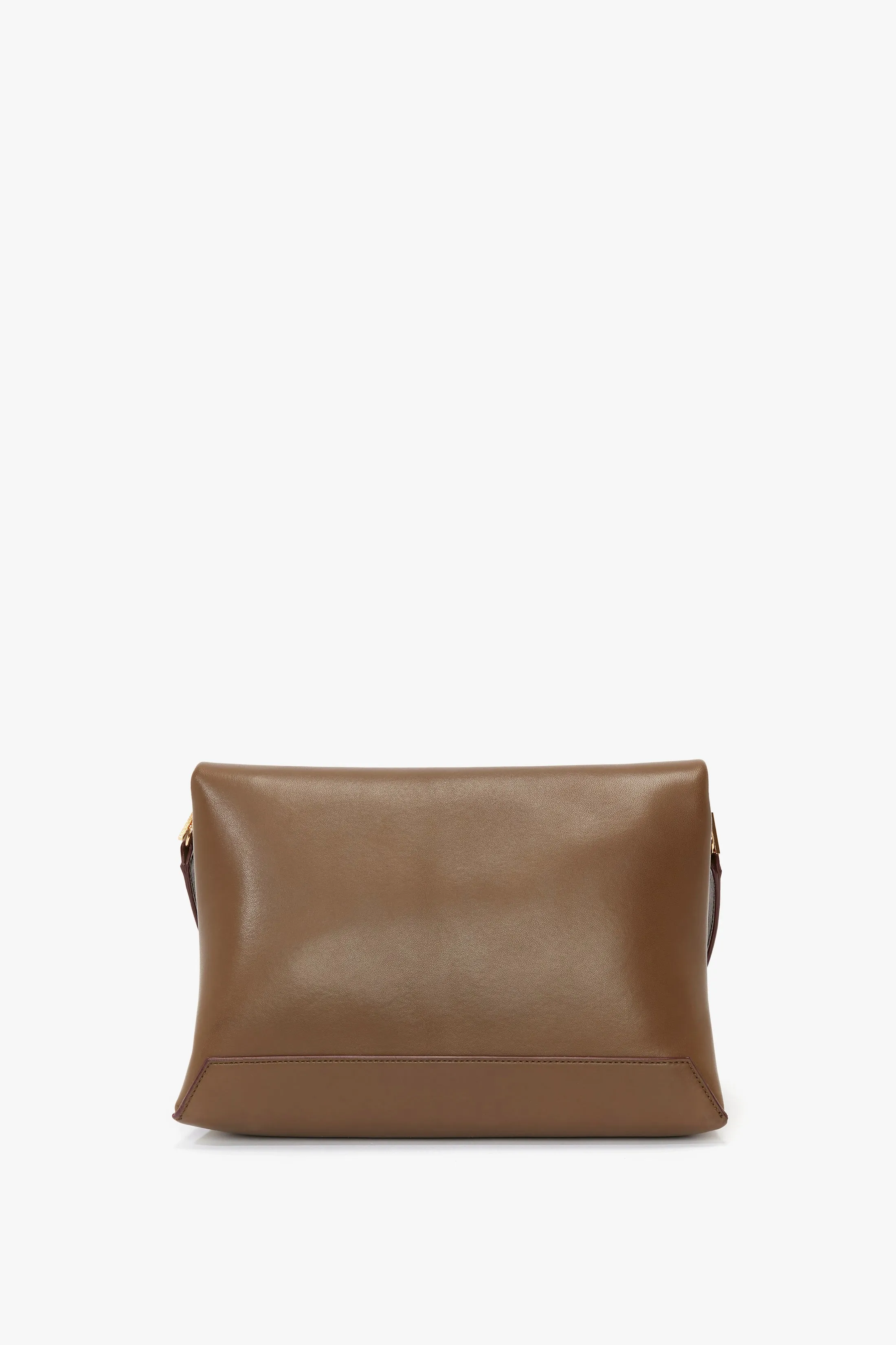 Chain Pouch Bag With Strap In Khaki Leather