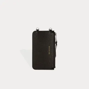 Classic Pebble Leather Zip Pouch - Black/Silver