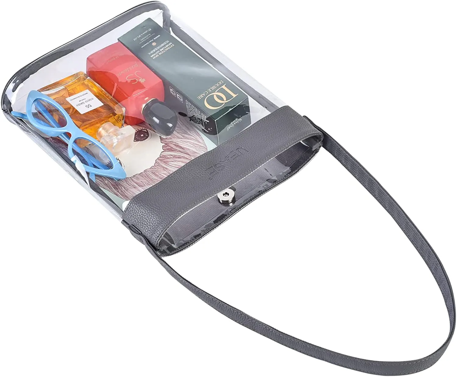 Clear Bucket Bag with Magnetic Buckle Closure