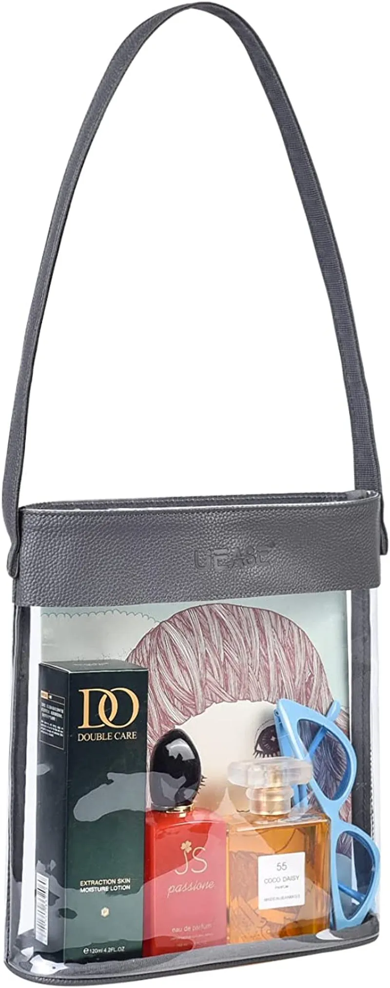 Clear Bucket Bag with Magnetic Buckle Closure