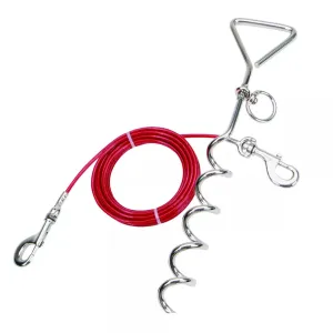 Coastal Pet Products Titan Dog Stake and Cable Tie Out Combo in Red