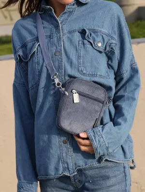 Crossbody Mini Brick Bag - Slate Blue Corduroy