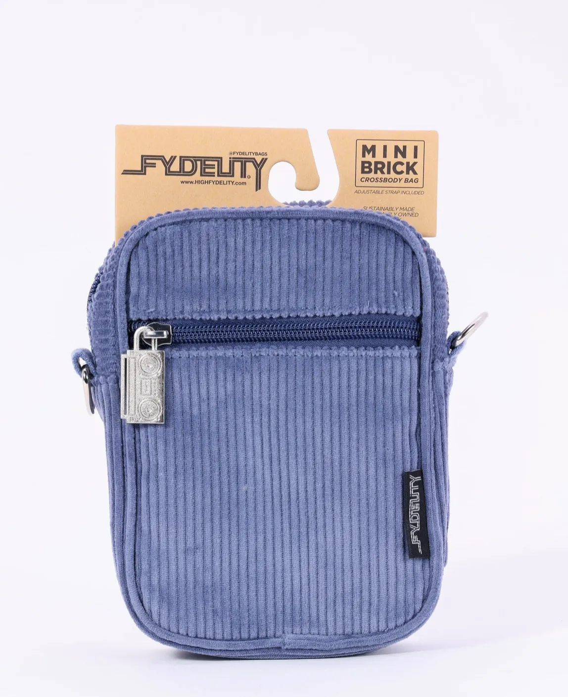 Crossbody Mini Brick Bag - Slate Blue Corduroy