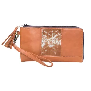 Dallas Clutch Wallet - Jersey Hairon & Tan Leather