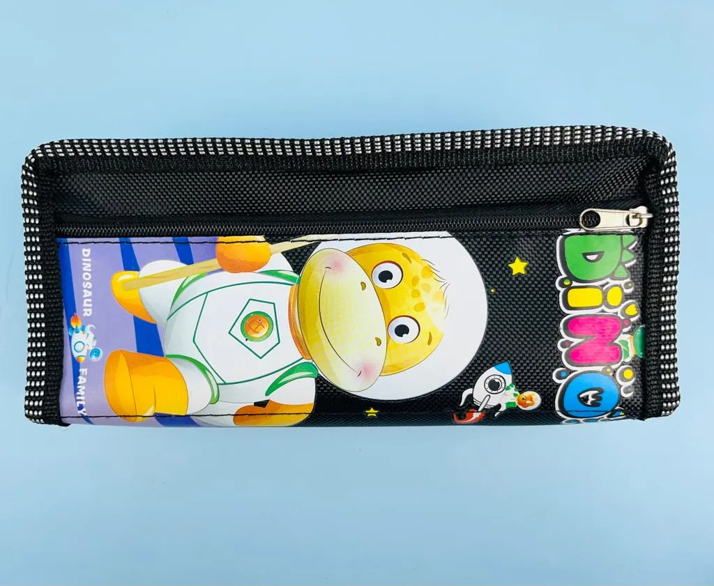 Dino Theme Pencil Pouch for Girls/Boys Multipurpose Pouch for Kids Art Canvas Pencil Box