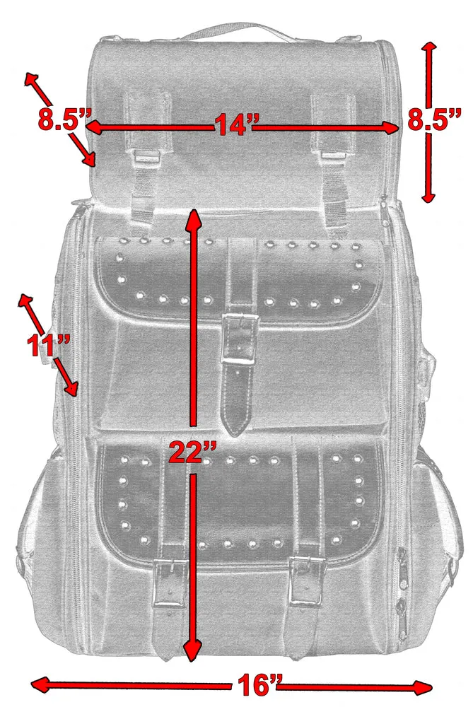 DS391S Updated Touring Sissy Bar Bag w/ Studs