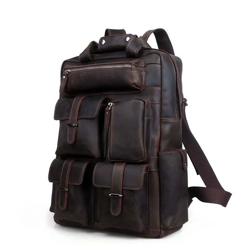 England Style Designer High Quality Genuine Leather Travel Backpack Bags business hiking napsack