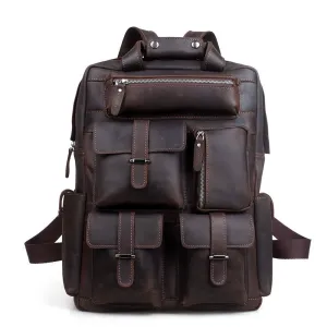 England Style Designer High Quality Genuine Leather Travel Backpack Bags business hiking napsack