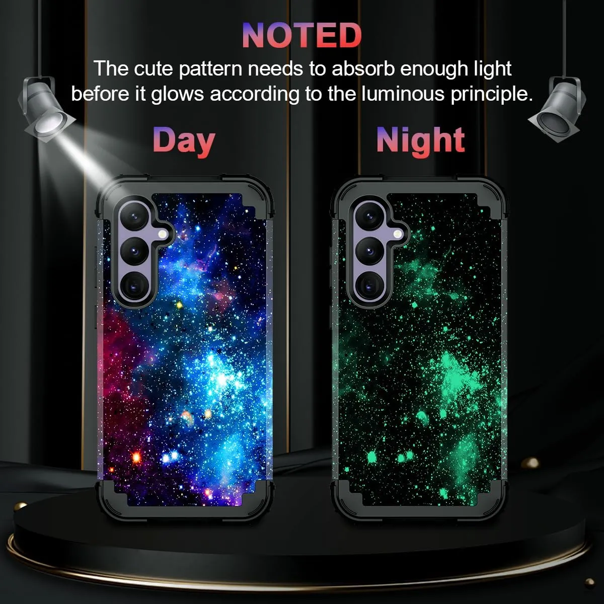 Galaxy S24 Plus 5G Case Glow Dark Three Layer Heavy Duty Shockproof Full Protection Hard Plastic Silicone Protective Case