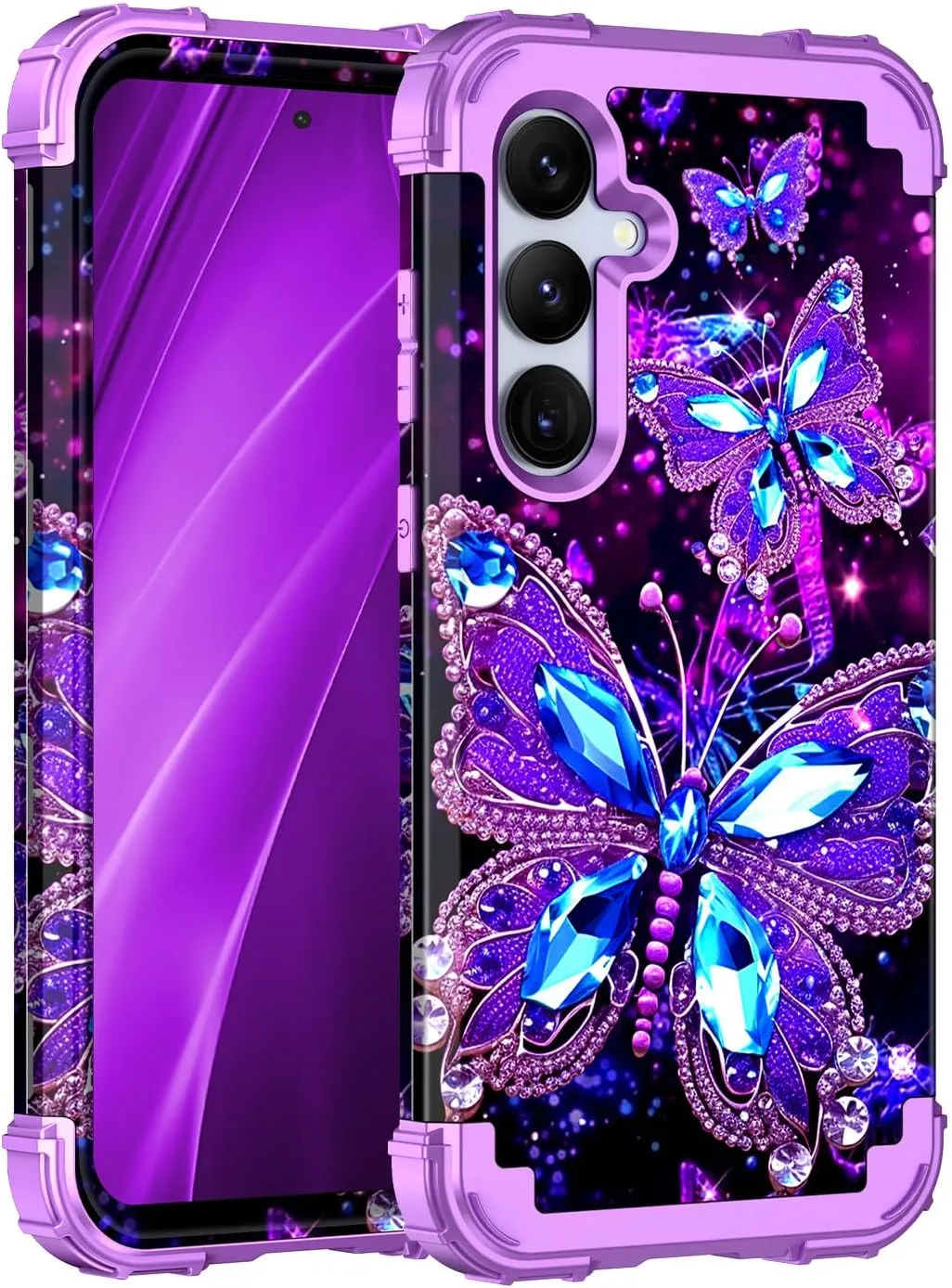 Galaxy S24 Plus 5G Case Glow Dark Three Layer Heavy Duty Shockproof Full Protection Hard Plastic Silicone Protective Case