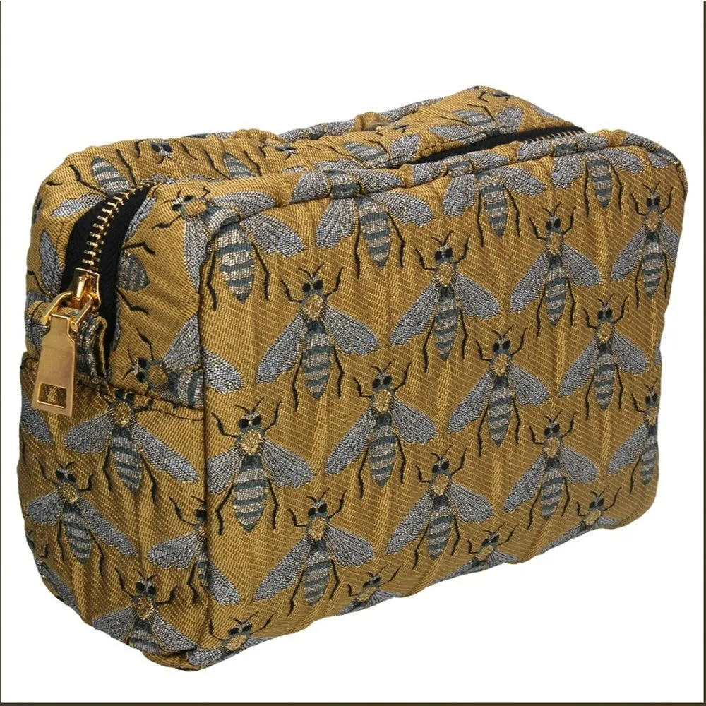 Gisela Graham 23cm Gold Bee Jacquard Cosmetic Pouch