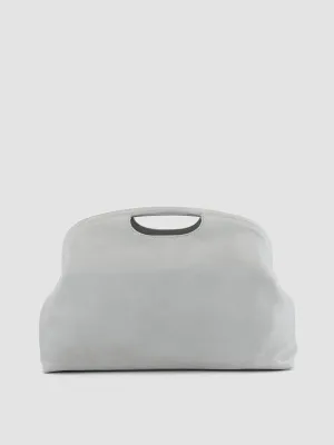 HELEN 05 - Grey Leather Clutch Bag