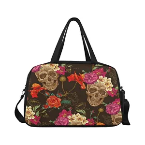 InterestPrint Travel Duffel Tote Bag with Shoes Compartment for Women & Men