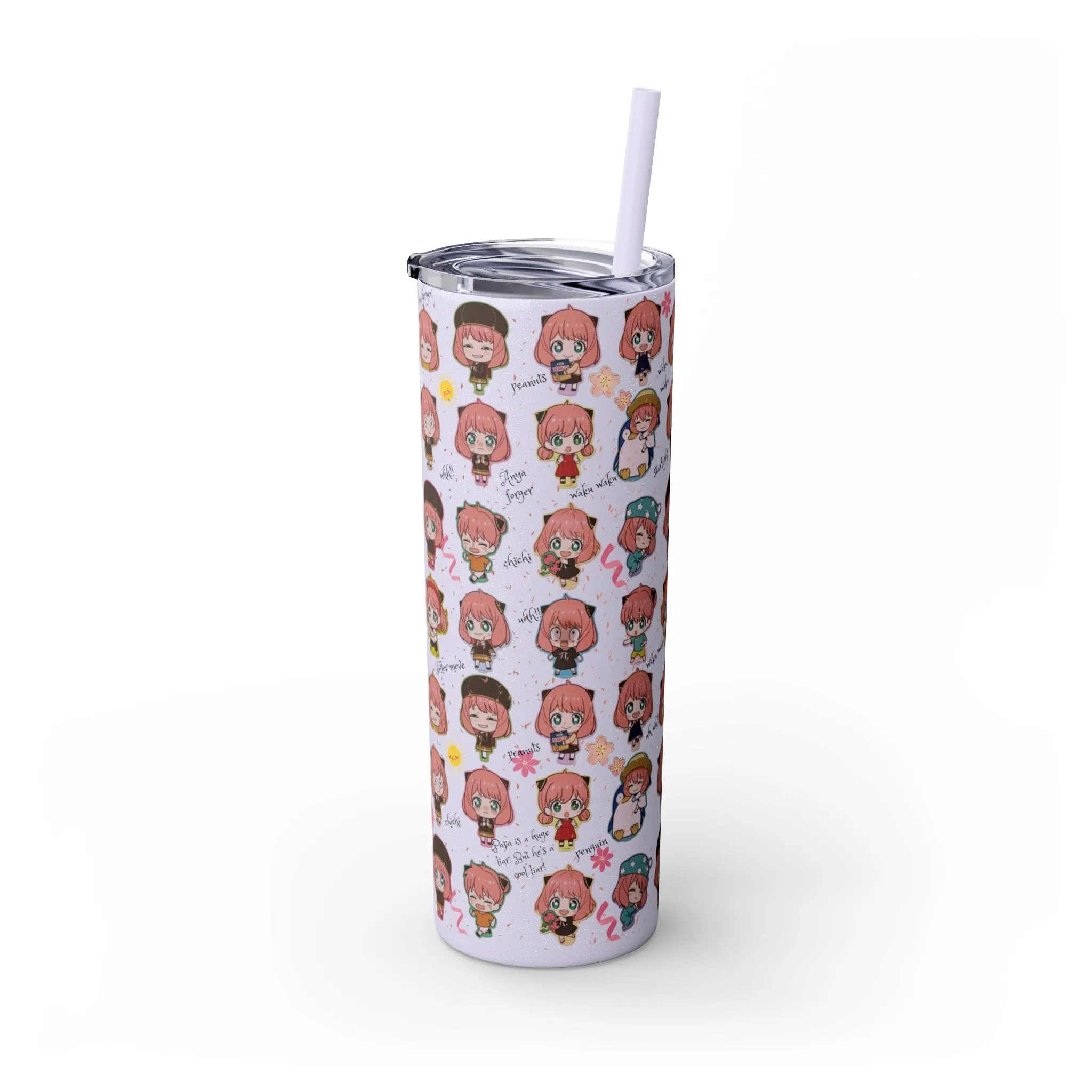 Kawaii Anya Anime Tumbler - 20oz Stainless Steel with Color-Matching Straw