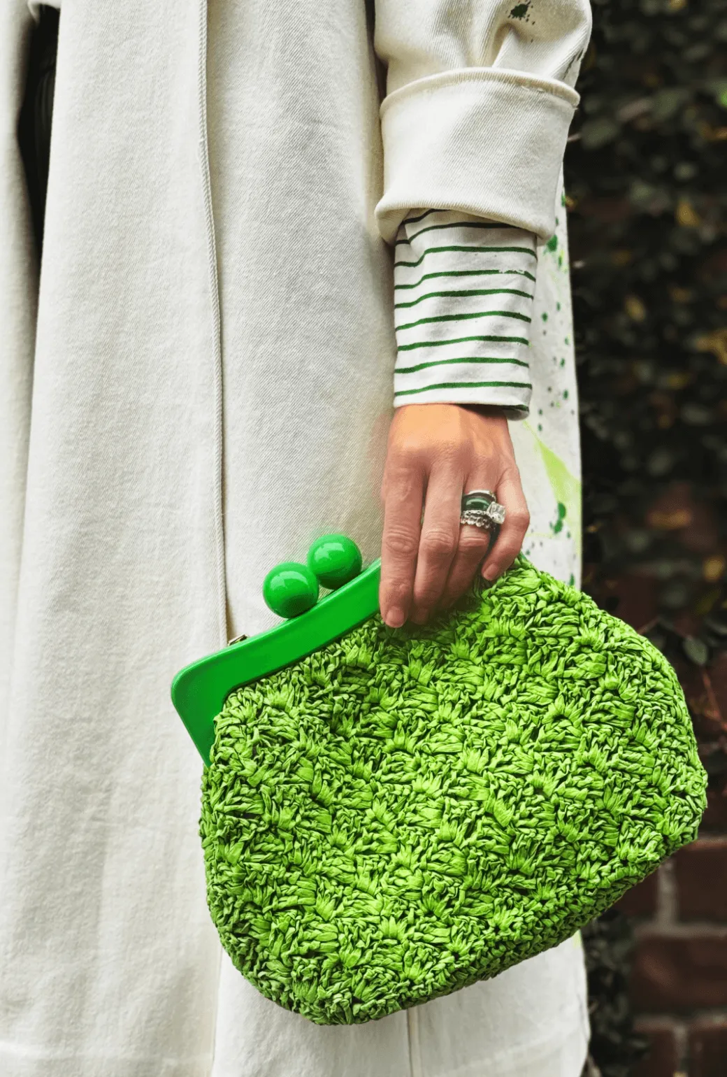 La Grand-Mère Purse - Green Raffia