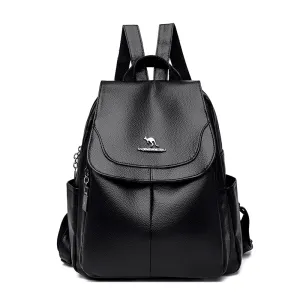 Leather Backpack Women's 2024 New Fashionable Backpack All-Match Leisure Bag Women's Backpack Large Capacity Travel Bag