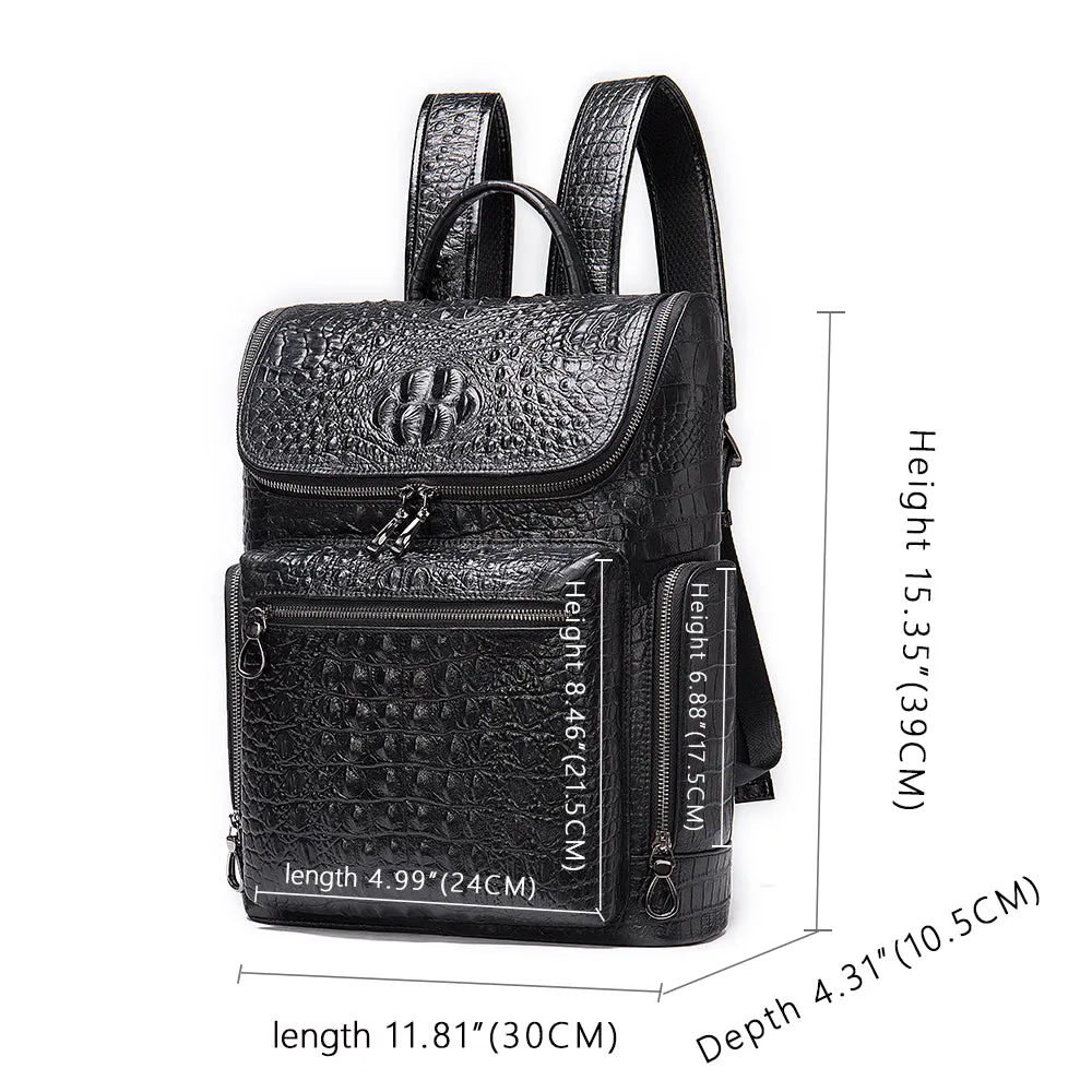 Leather Crocodile Pattern Backpack