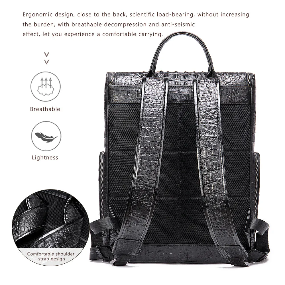 Leather Crocodile Pattern Backpack