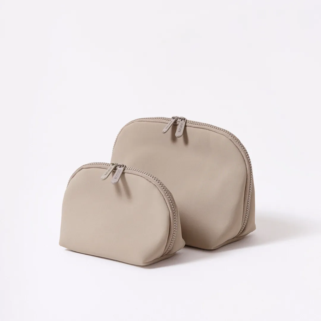 MAKEUP POUCH SET TAUPE