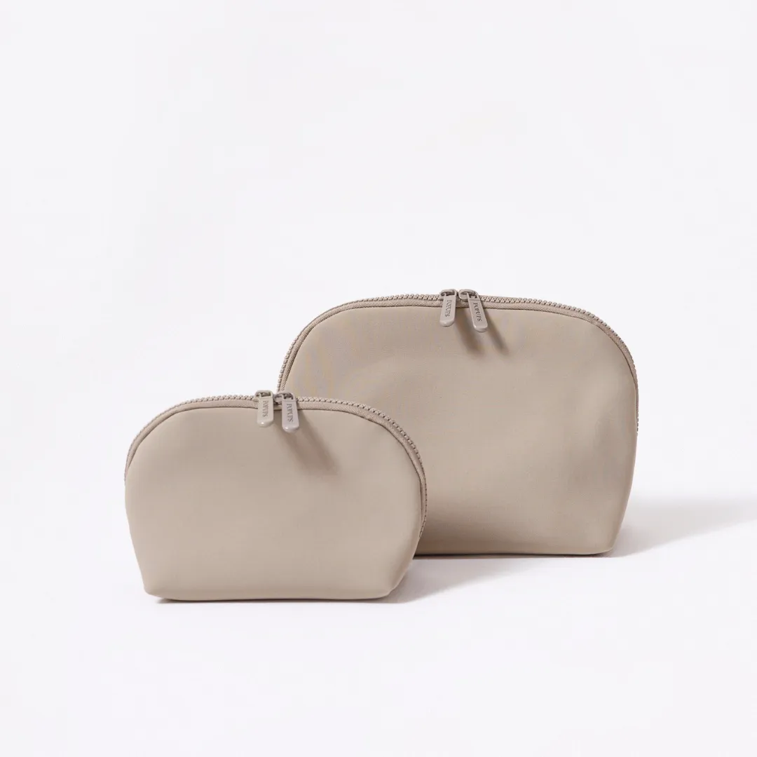 MAKEUP POUCH SET TAUPE