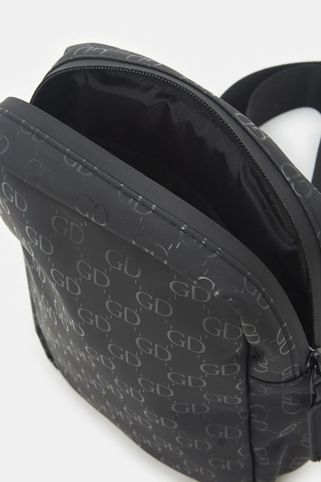 Men Black Printed Cross Body Bag