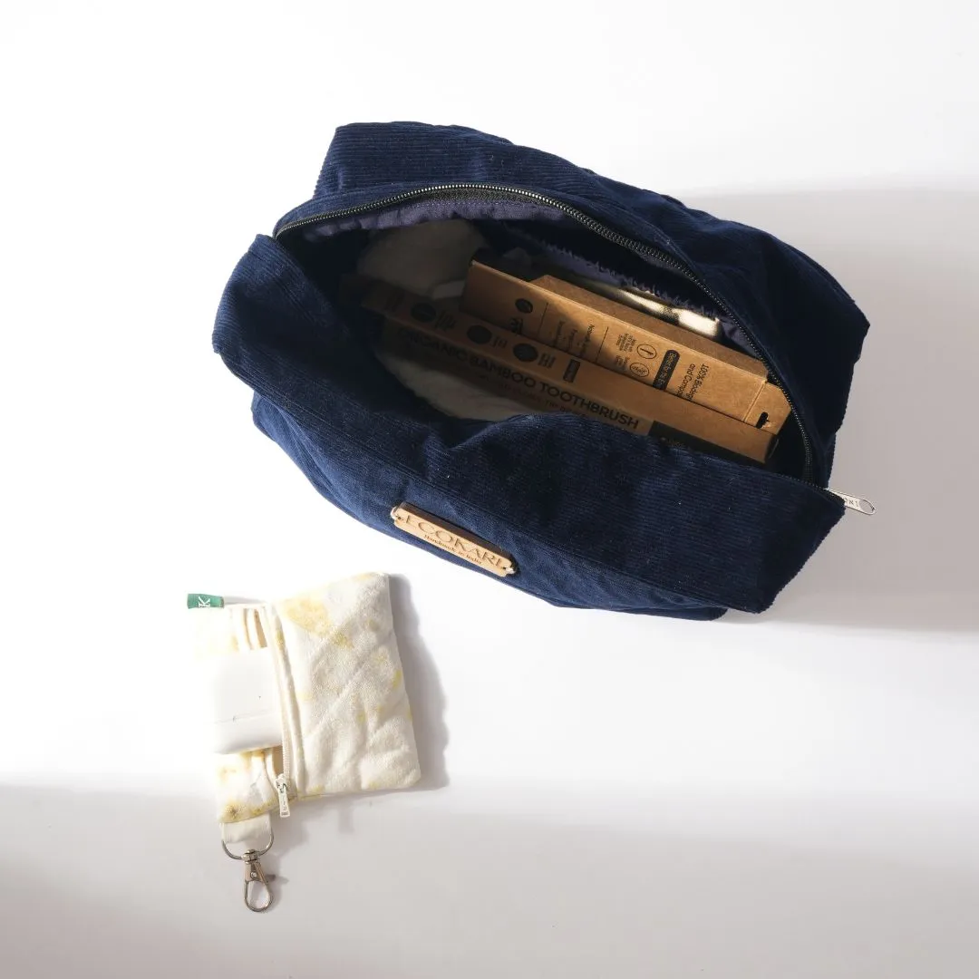 Navy Blue Corduroy Accessory Pouches