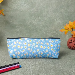 Pencil Pouch Blue Colour with Yellow Prints