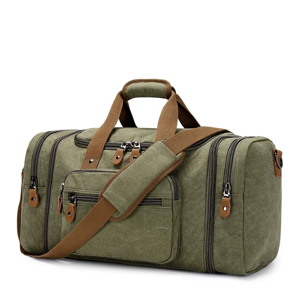 Plambag Canvas Duffle Bag for Travel, 50L Duffel Overnight Weekend Bag(Army Green)