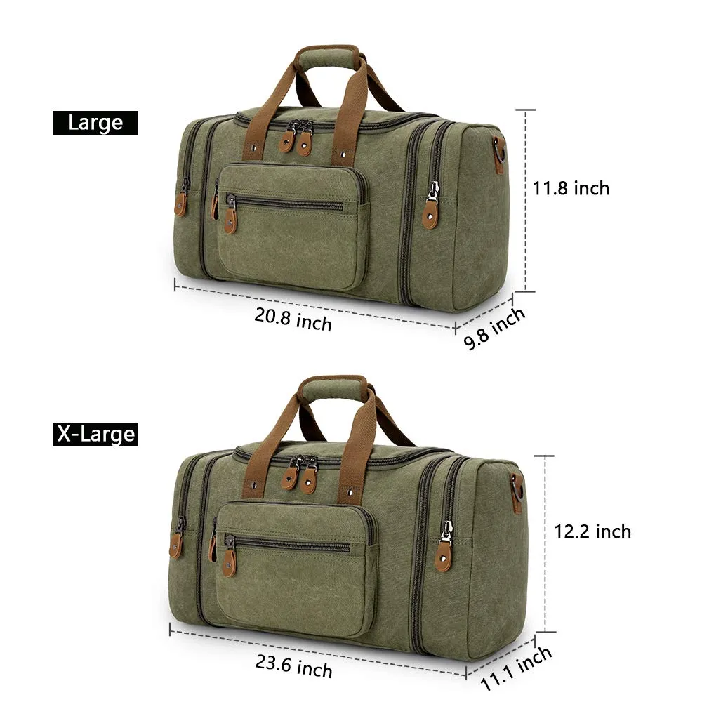 Plambag Canvas Duffle Bag for Travel, 50L Duffel Overnight Weekend Bag(Army Green)