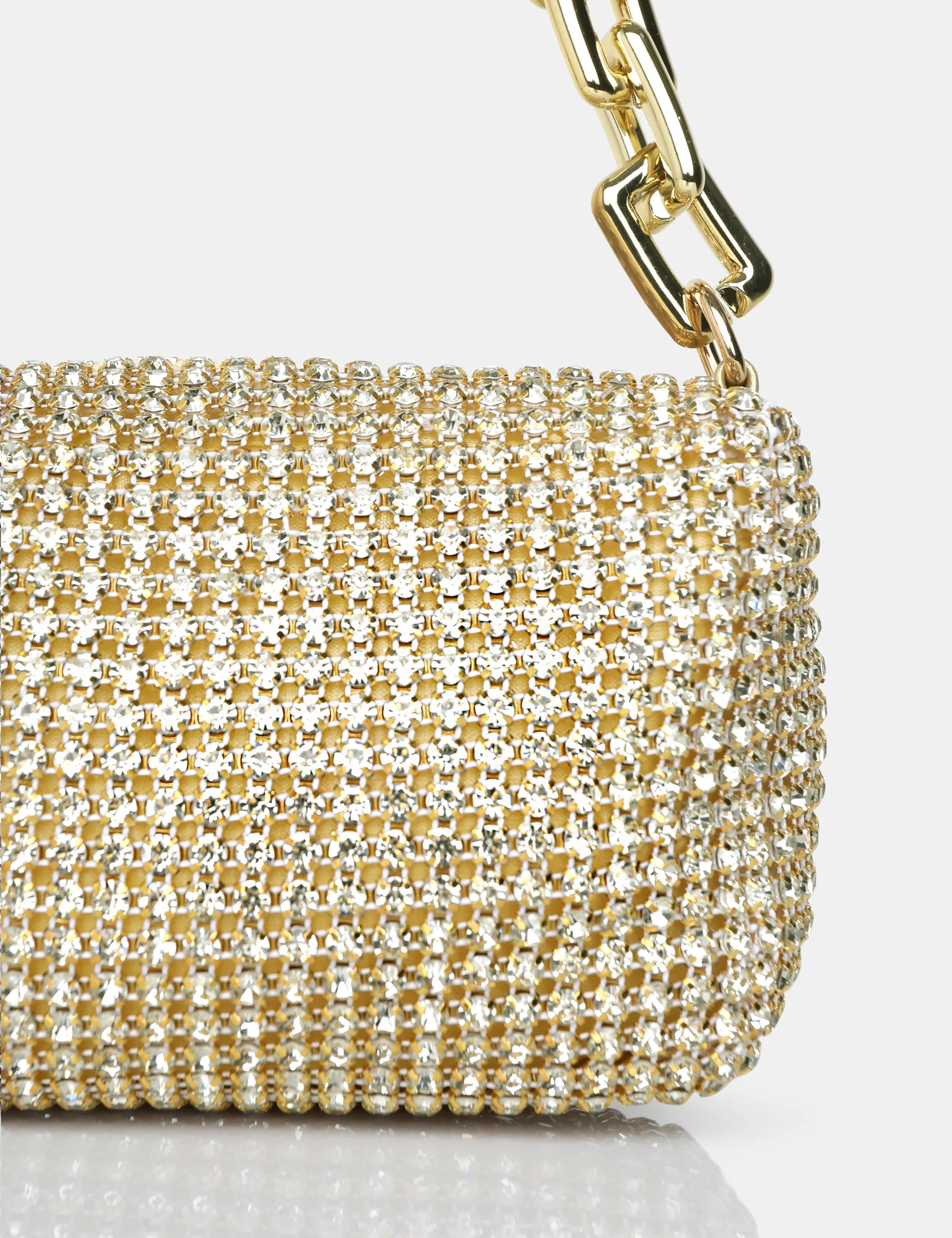 The Dakota Gold Sparkly Diamante Rhinestone Chainmail Handbag