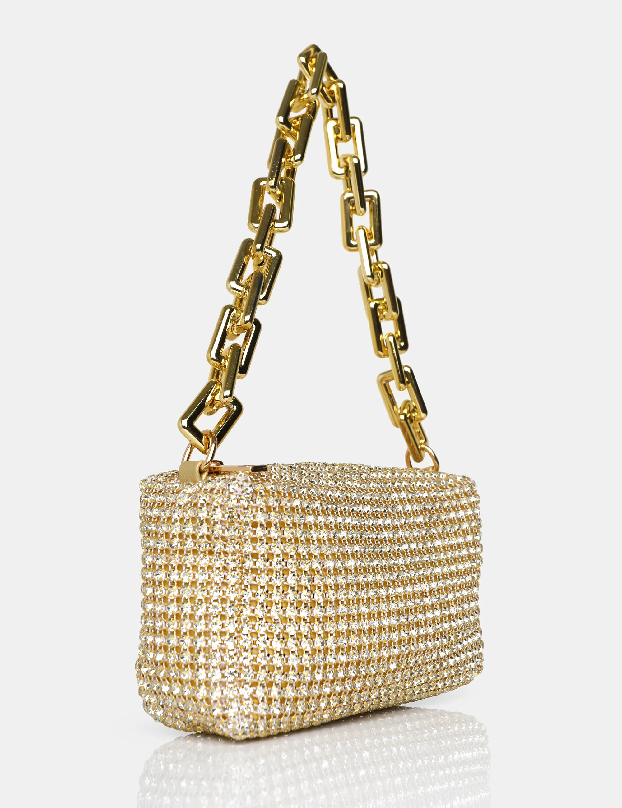 The Dakota Gold Sparkly Diamante Rhinestone Chainmail Handbag