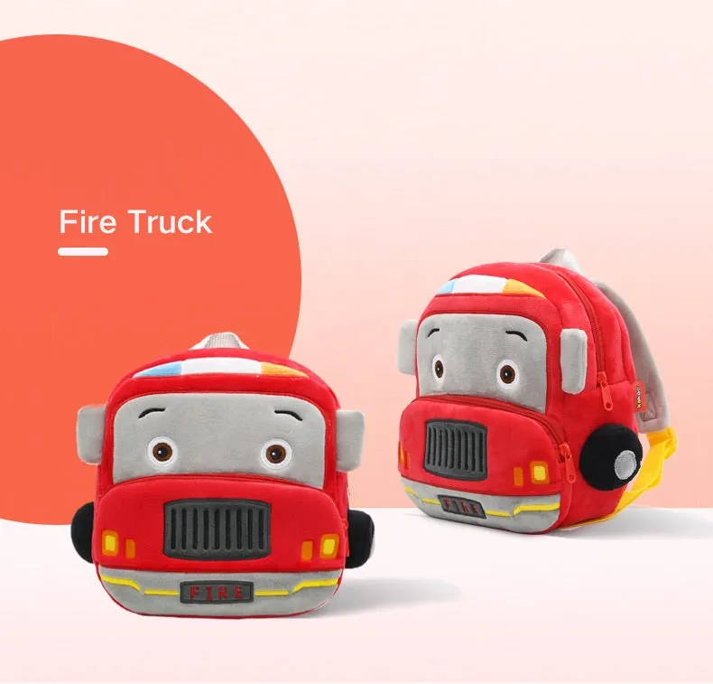 THE LITTLE LOOKERS Preschool Kids School Bags Cute Soft Plush Baby Backpack for Baby Boys, Baby Girls- Red (Fire Engine)