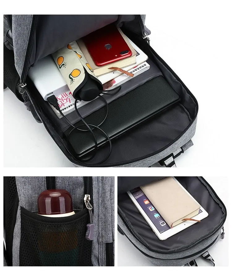 Waterproof Student Backpack With USB Charging Port