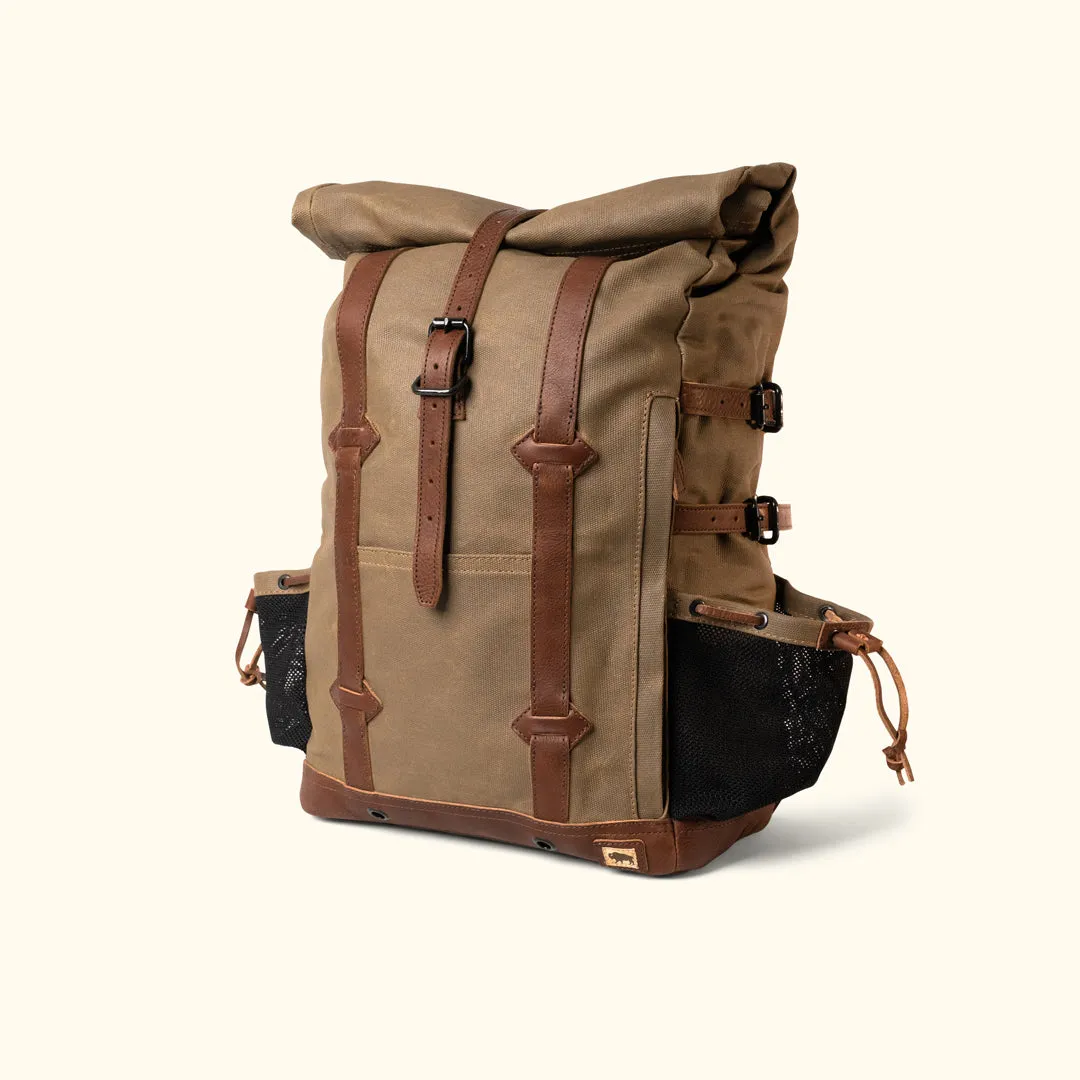 Waxed Canvas Rolltop Backpack | Dakota Collection | Field Khaki