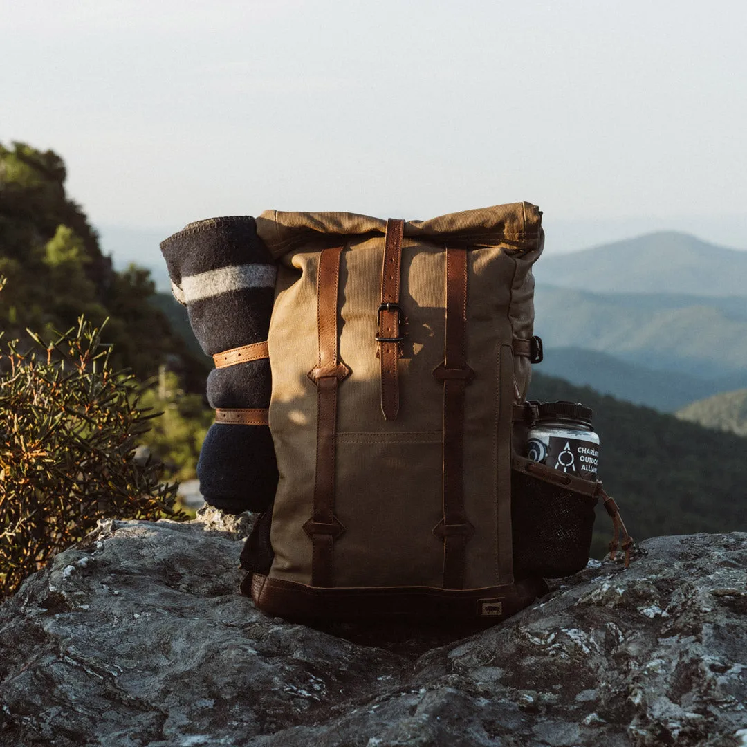 Waxed Canvas Rolltop Backpack | Dakota Collection | Field Khaki