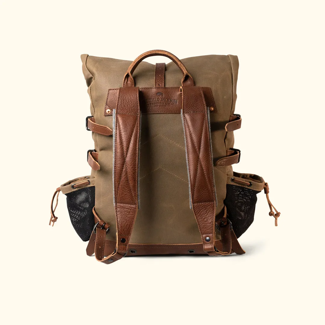 Waxed Canvas Rolltop Backpack | Dakota Collection | Field Khaki