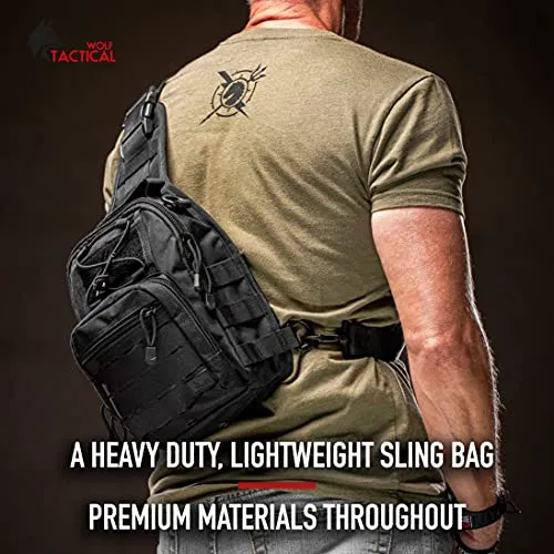 WOLF TACTICAL Compact EDC Sling Bag - Concealed Carry Shoulder Bag for Range, Travel, Hiking, Outdoor Sports