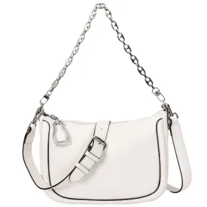 Womens Leather 2-in-1 Cross Body Handbag Aurora White