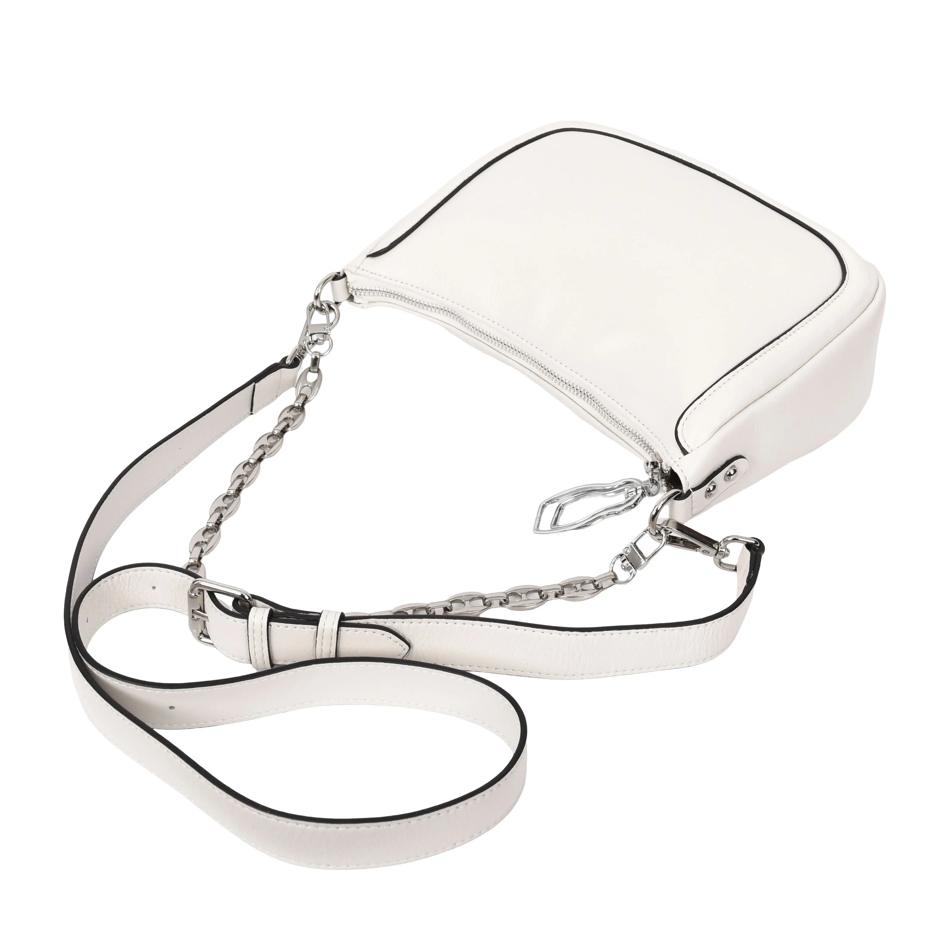 Womens Leather 2-in-1 Cross Body Handbag Aurora White