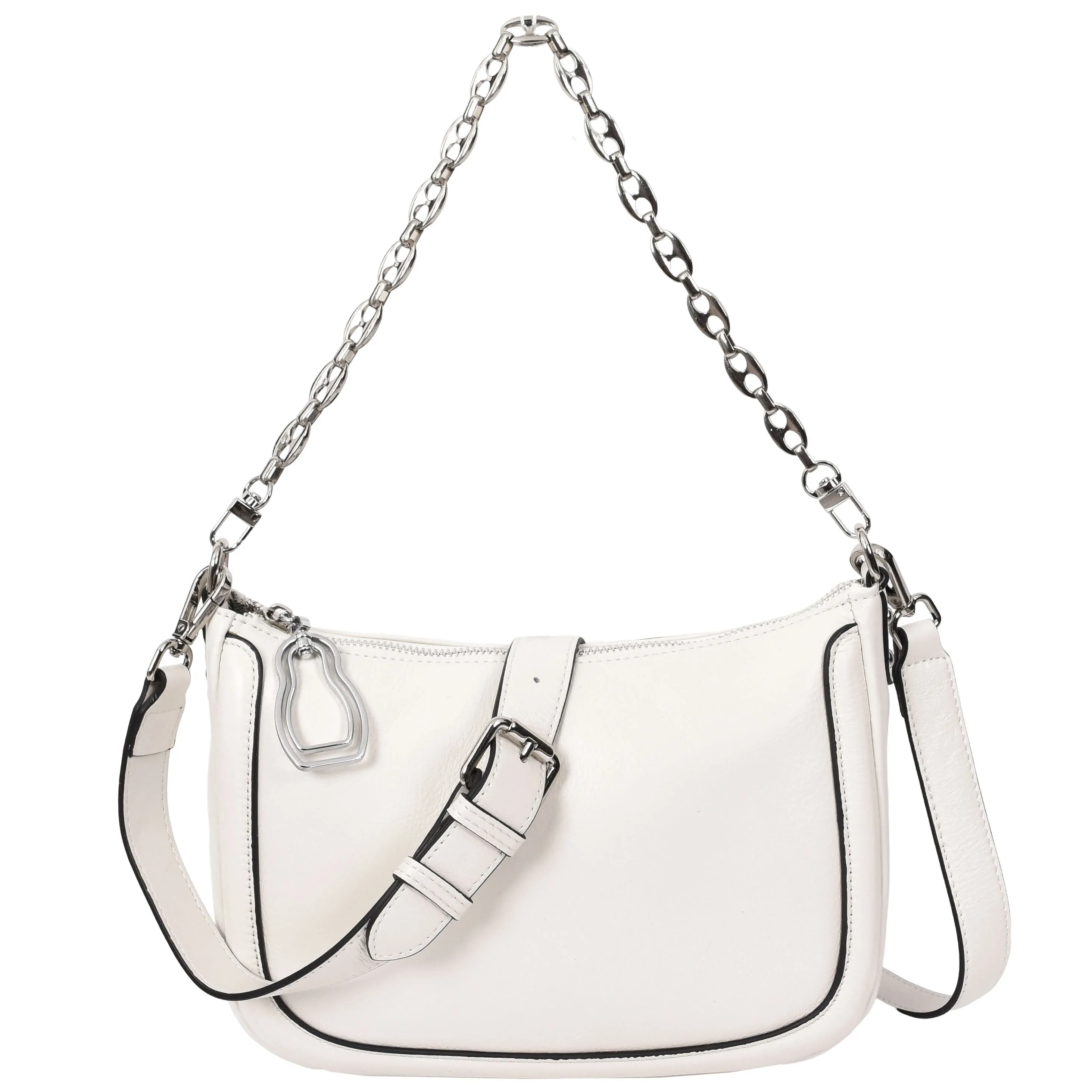 Womens Leather 2-in-1 Cross Body Handbag Aurora White