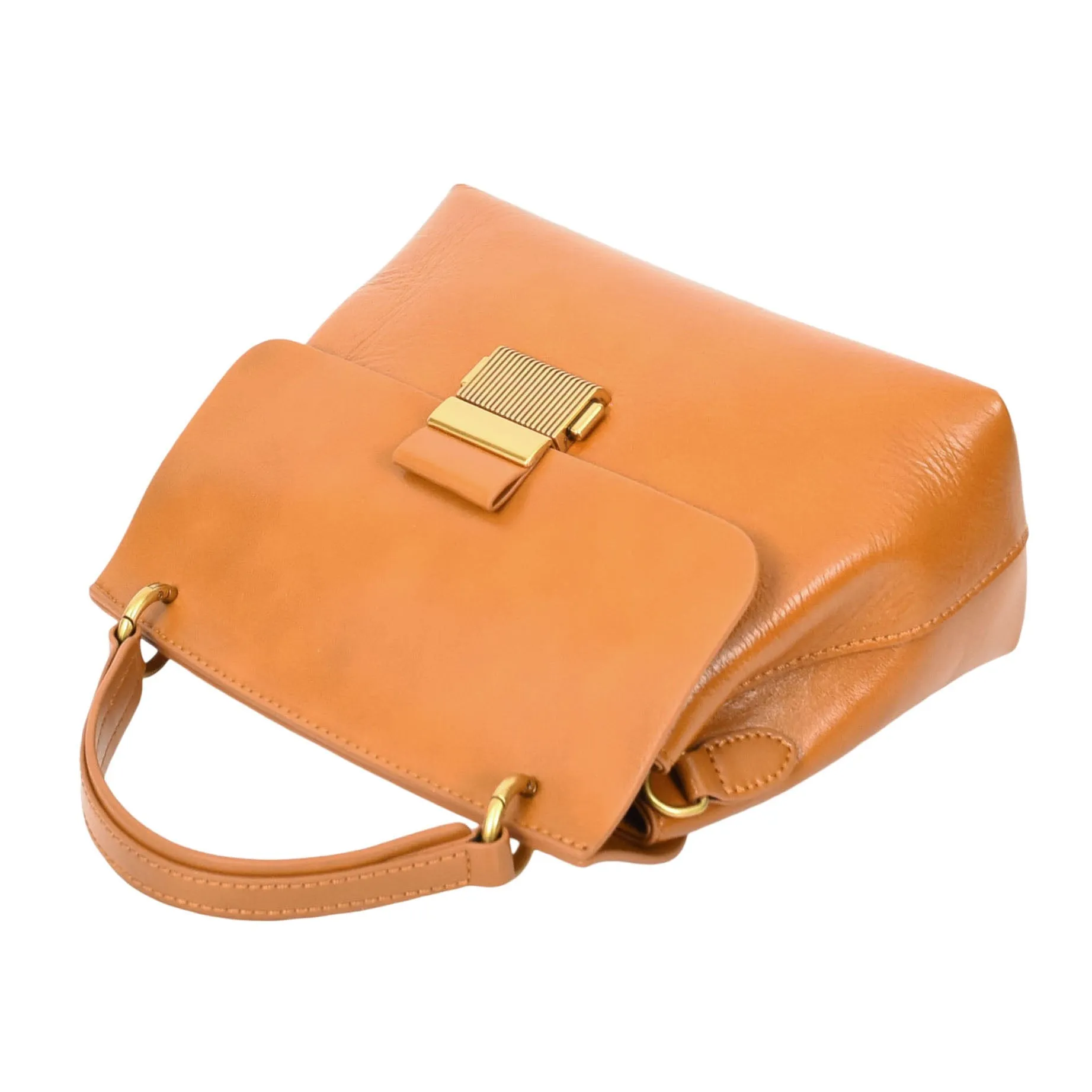 Womens Real Leather Small Handbag Gabriella Tan