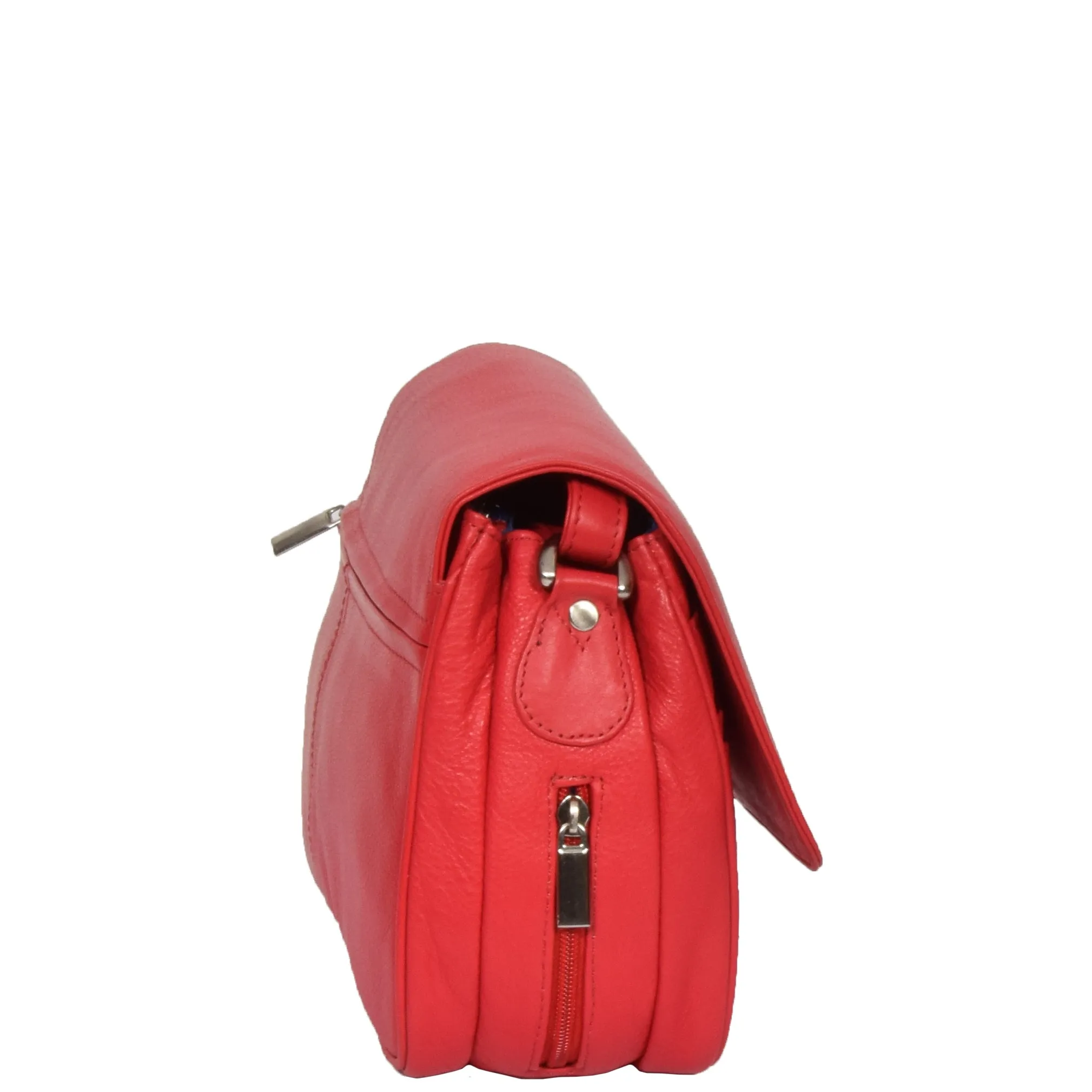 Womens Red Leather Shoulder Messenger Handbag Ada