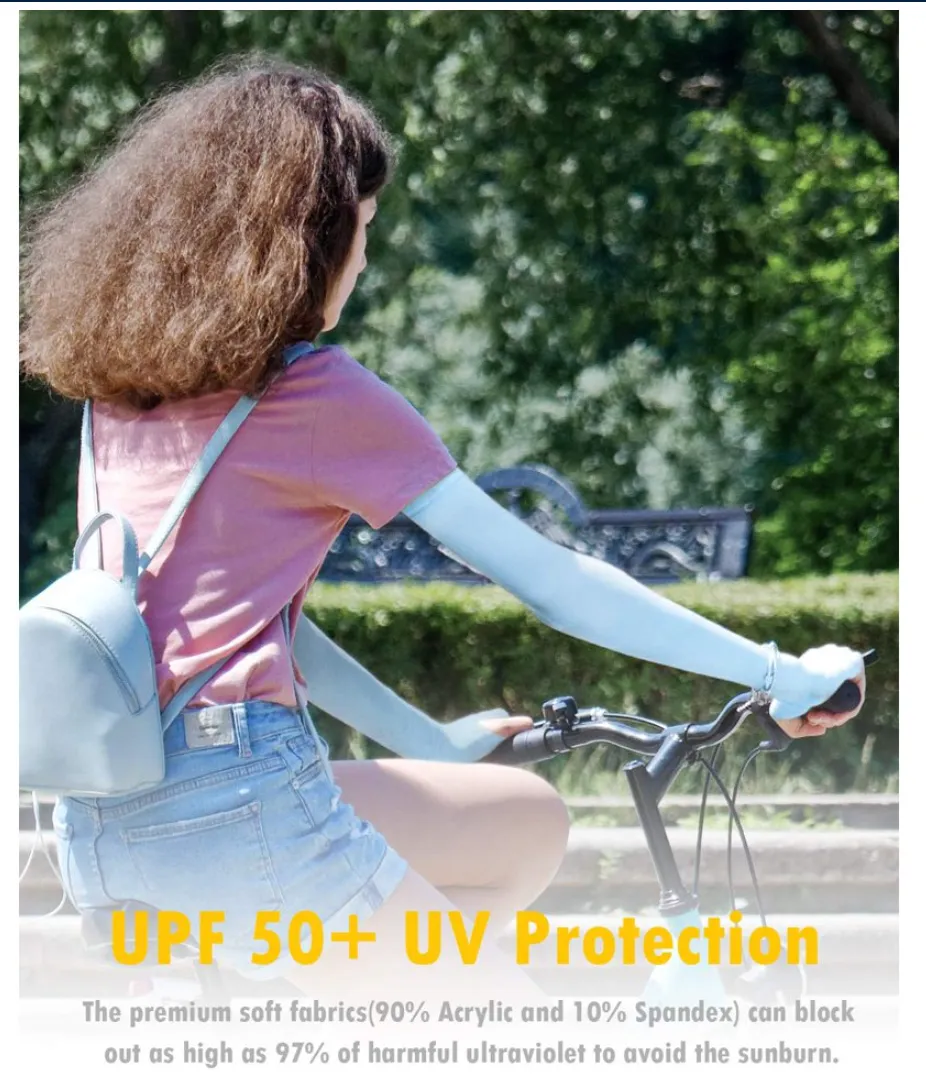 Women's UV Protection Arm Sleeves - Cooling SPF 50 Sun Sleeves